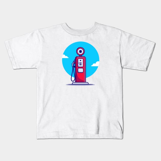 Gas Station Cartoon Illustration Kids T-Shirt by Catalyst Labs